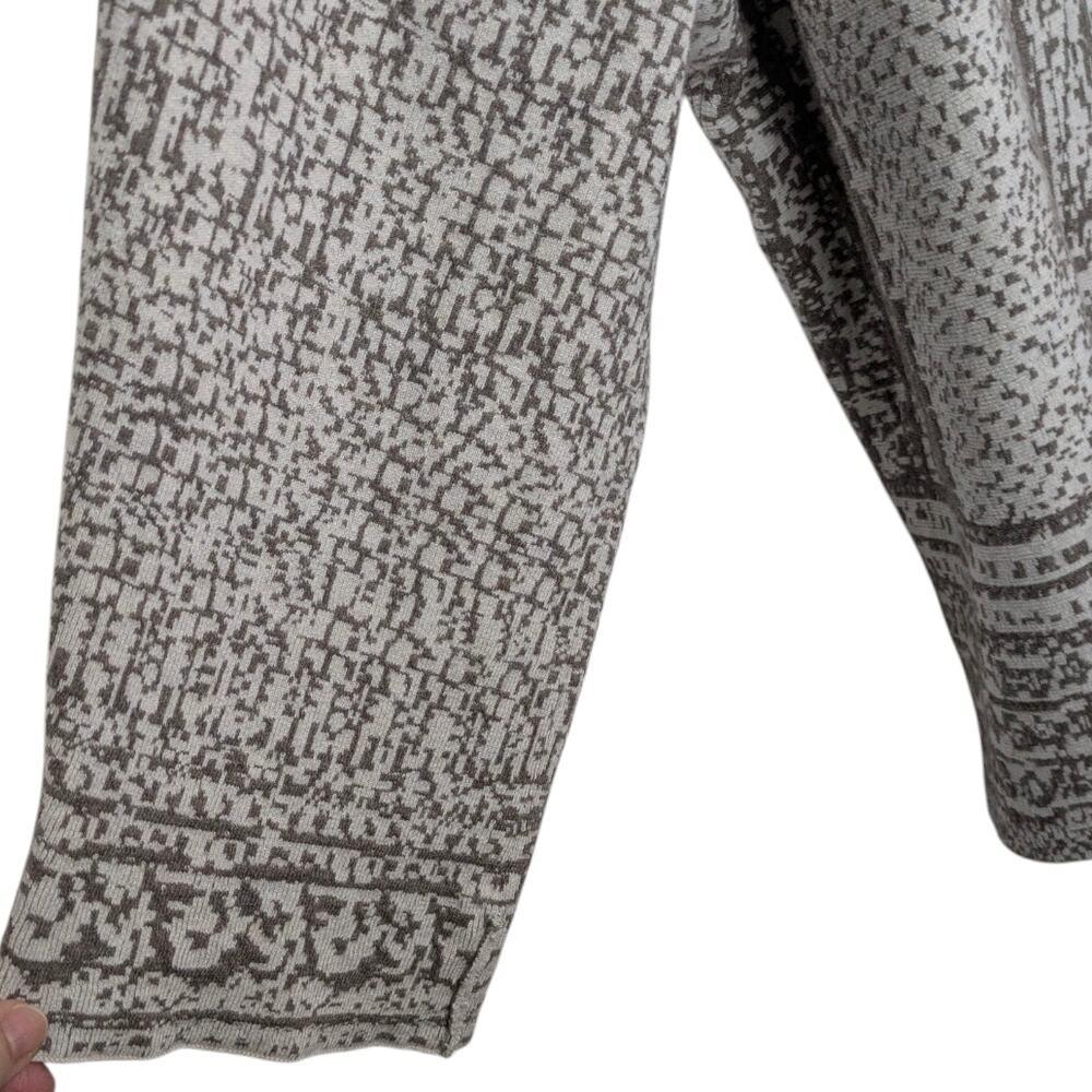 J. JILL pureJill Knit Jacquard Cotton Blend Open Cardigan Taupe Ivory - Size XL - Picture 6 of 7